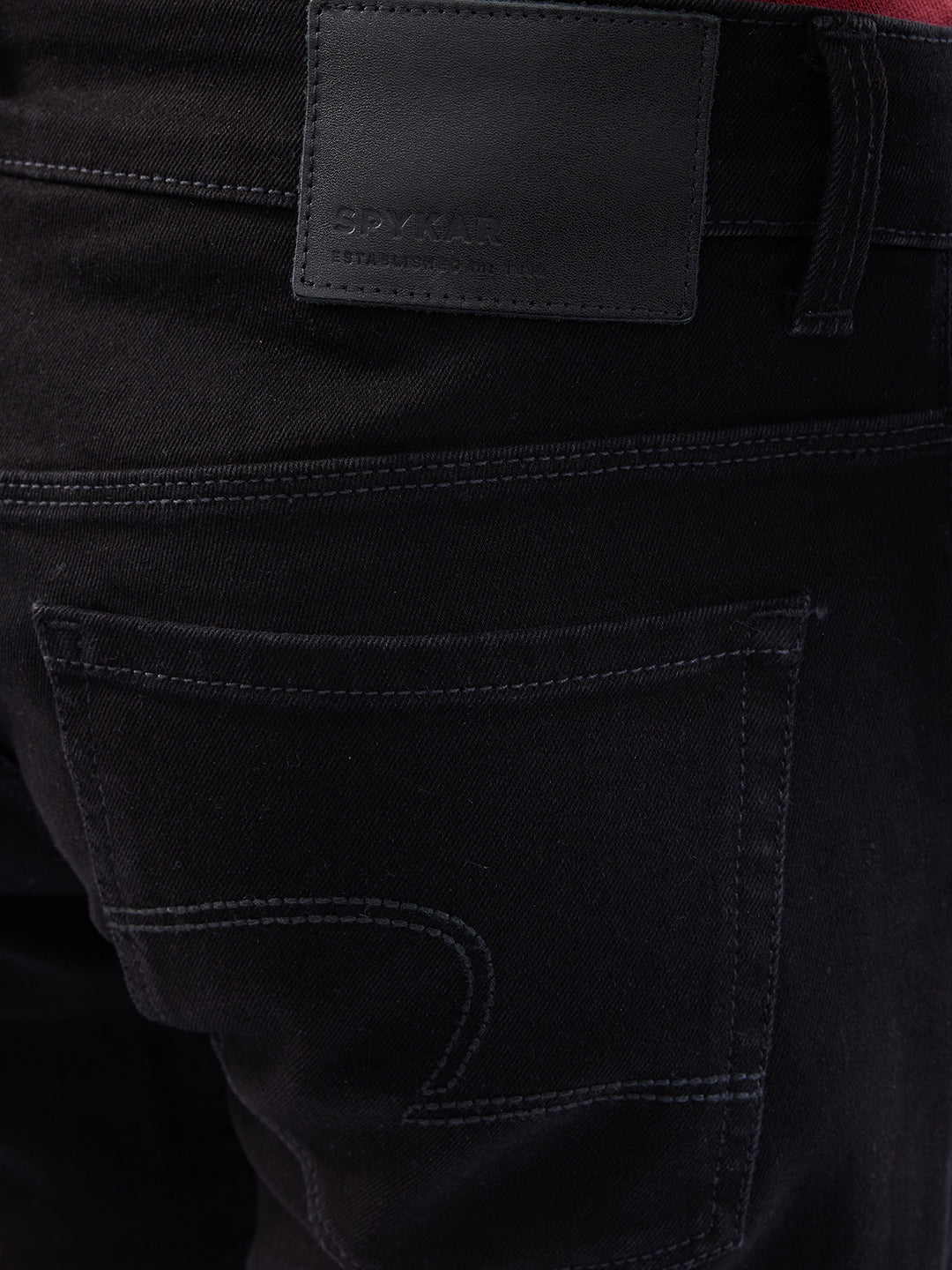 Men Jeans Regular Fit Black Mid Rise