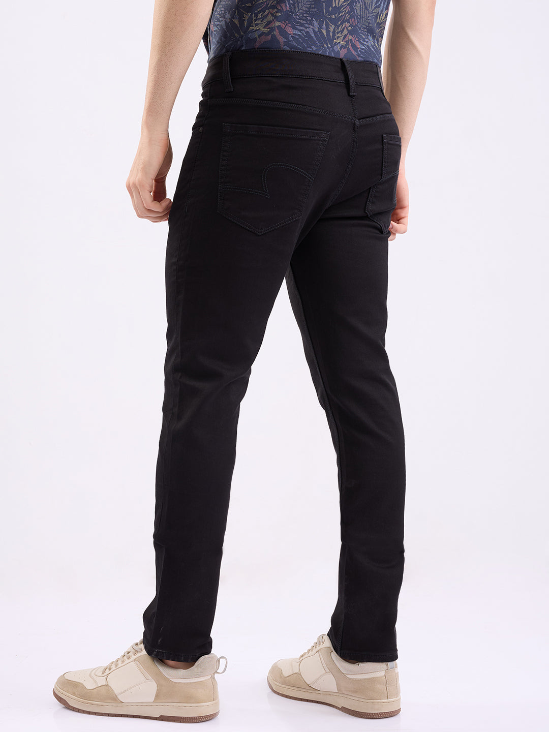 Spykar Black Mid Rise Slim Fit Casual Jeans For Men
