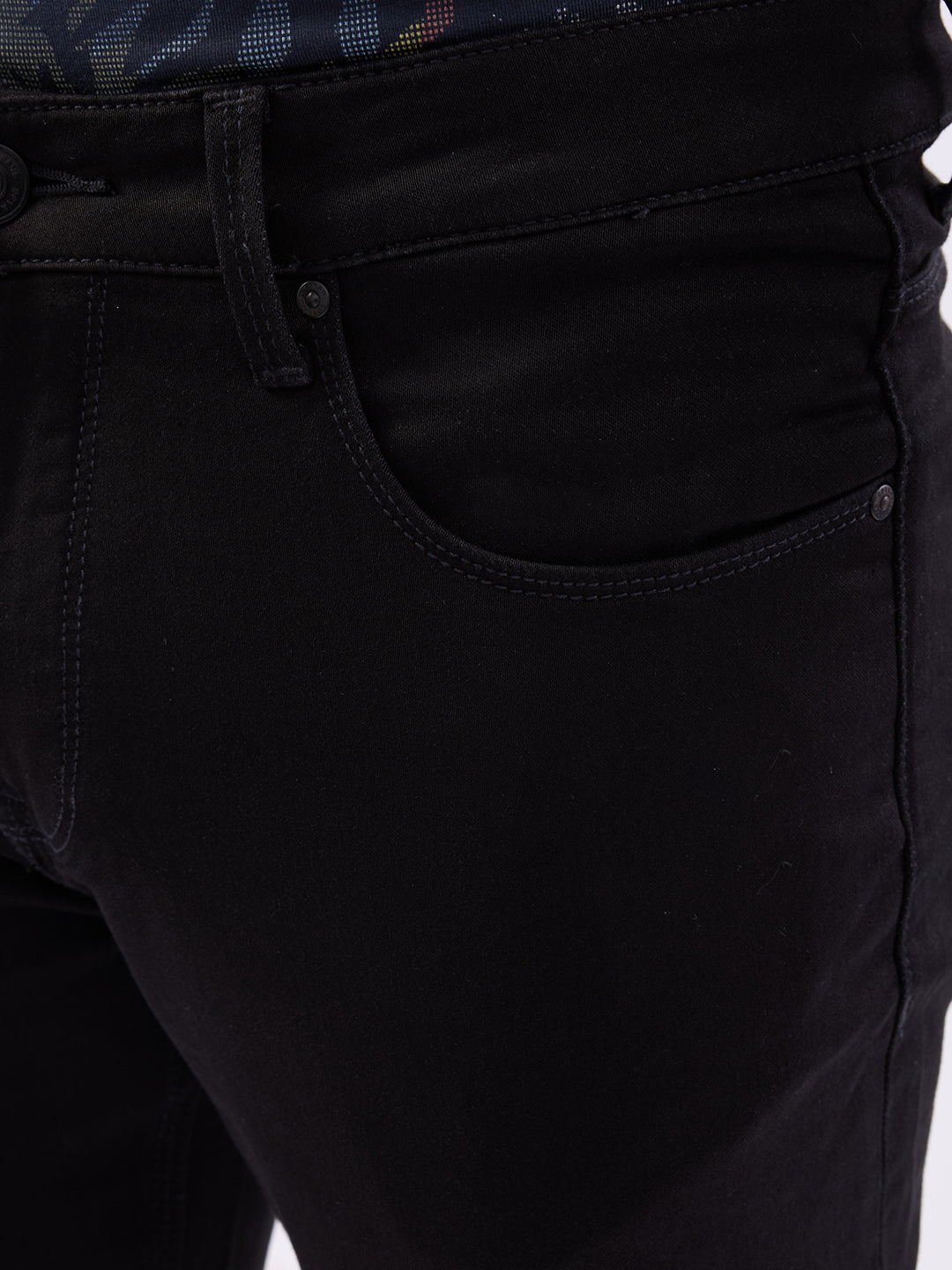 Spykar Black Mid Rise Slim Fit Casual Jeans For Men