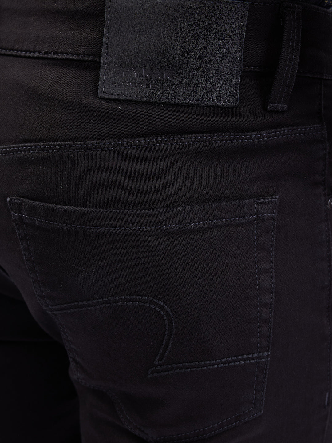 Spykar Black Mid Rise Slim Fit Casual Jeans For Men