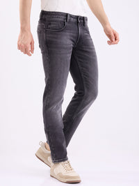 Men Jeans Regular Fit Black Mid Rise