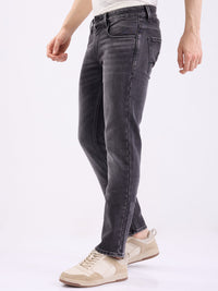 Men Jeans Regular Fit Black Mid Rise