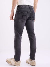 Men Jeans Regular Fit Black Mid Rise