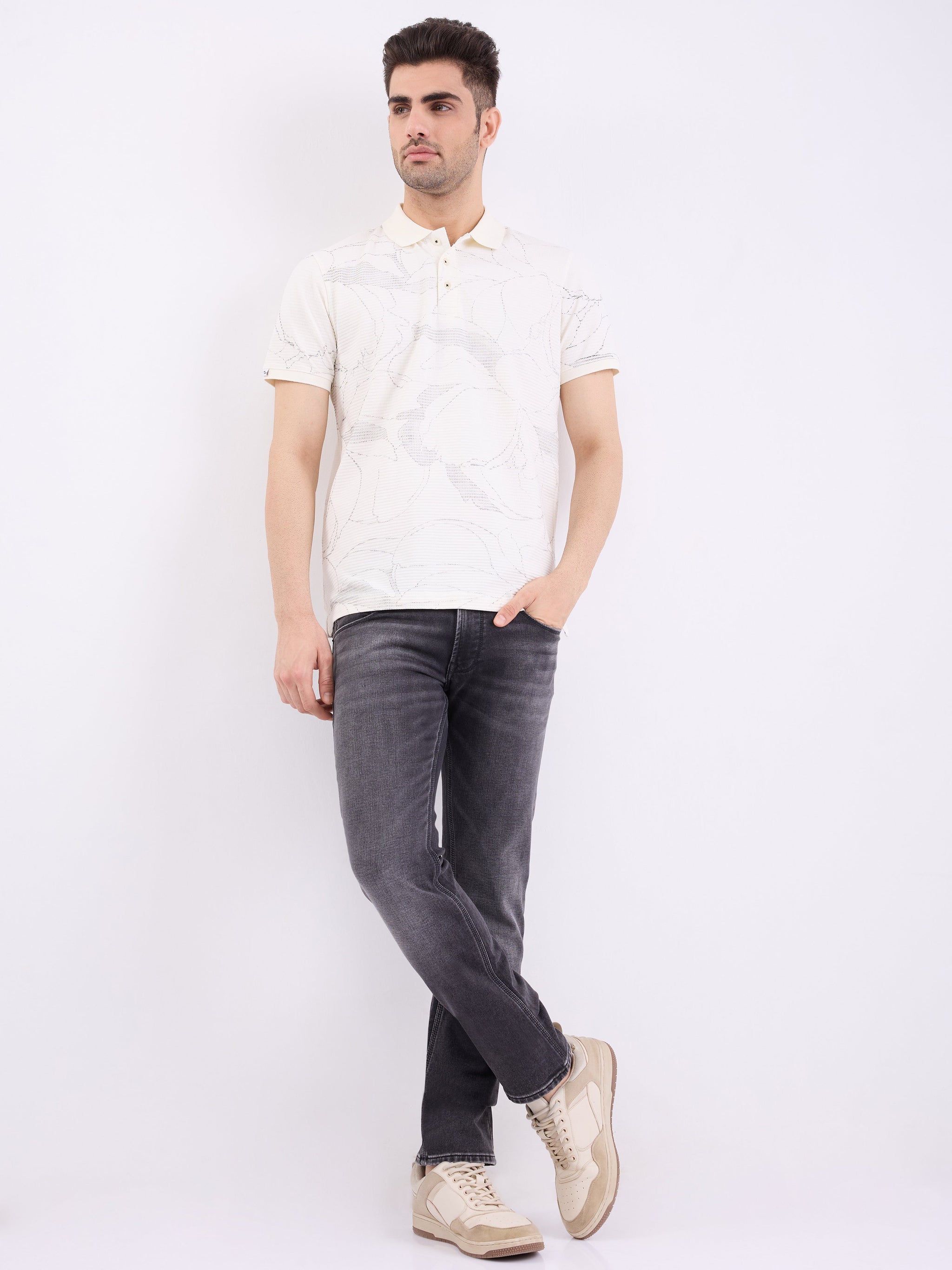 Men Jeans Regular Fit Black Mid Rise