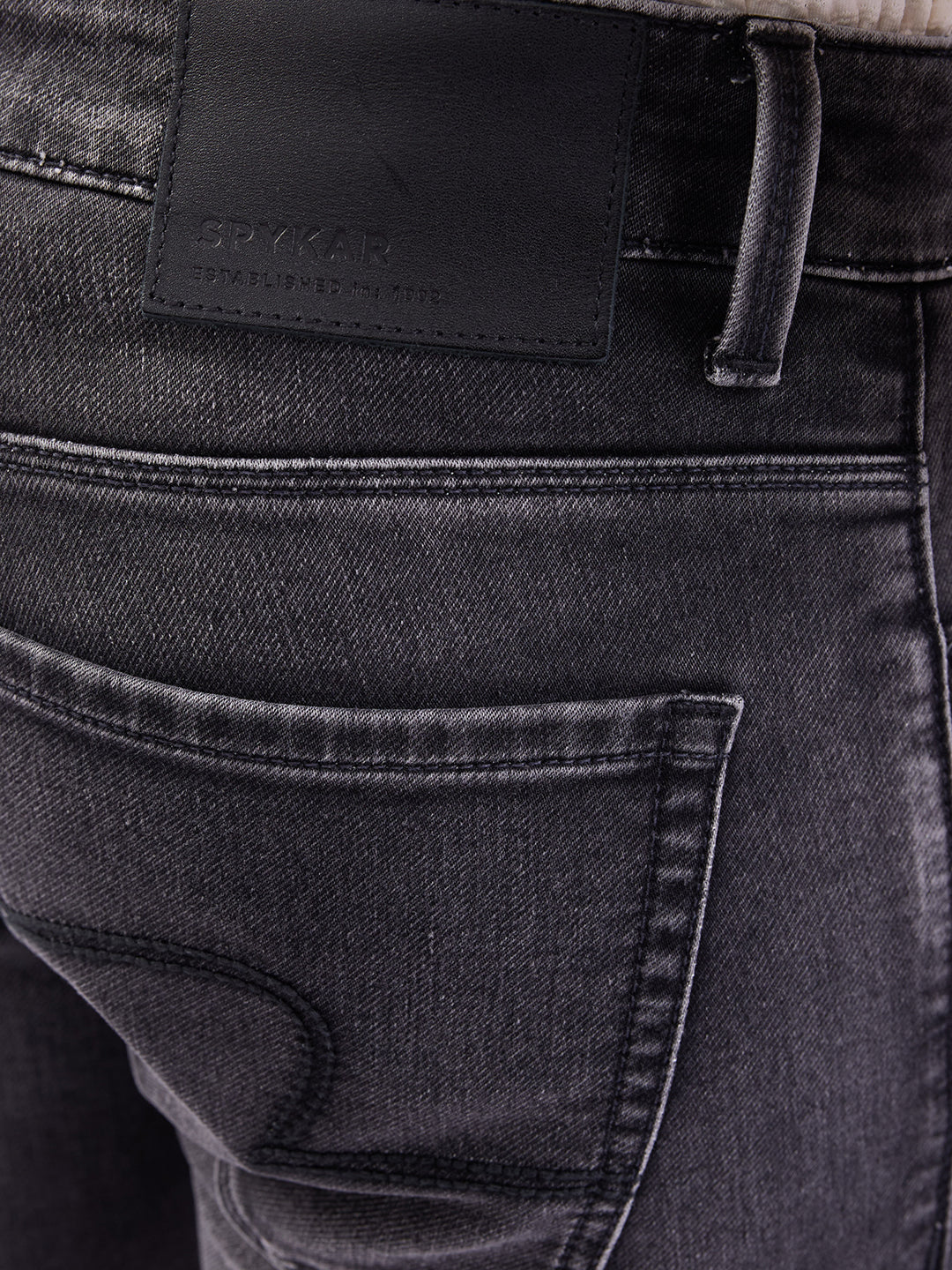 Spykar Charcoal Black Mid Rise Regular Fit Casual Jeans For Men