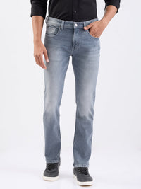 Men Jeans Regular Fit Grey Mid Rise