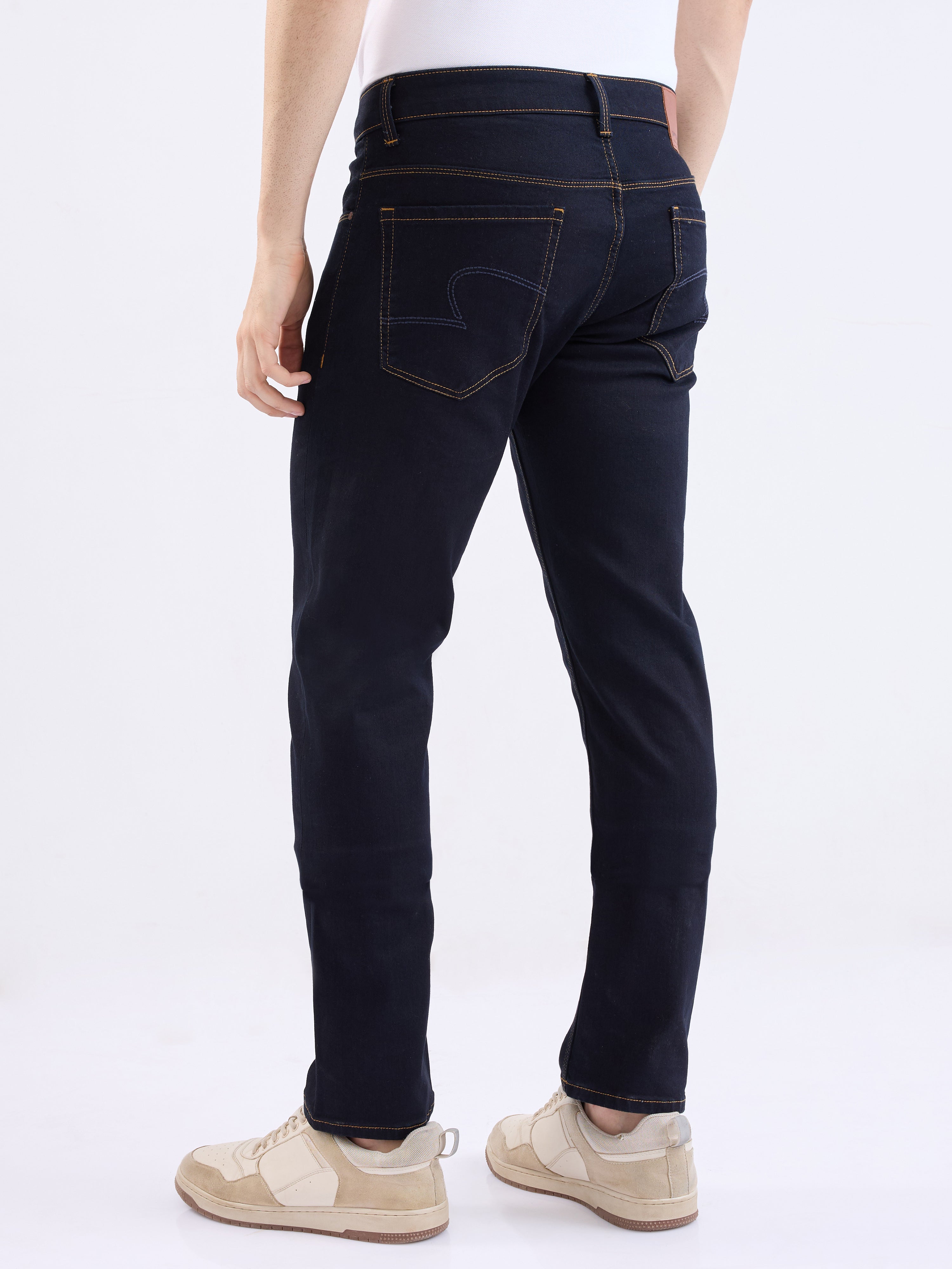 Spykar Raw Blue Mid Rise Regular Fit Casual Jeans For Men