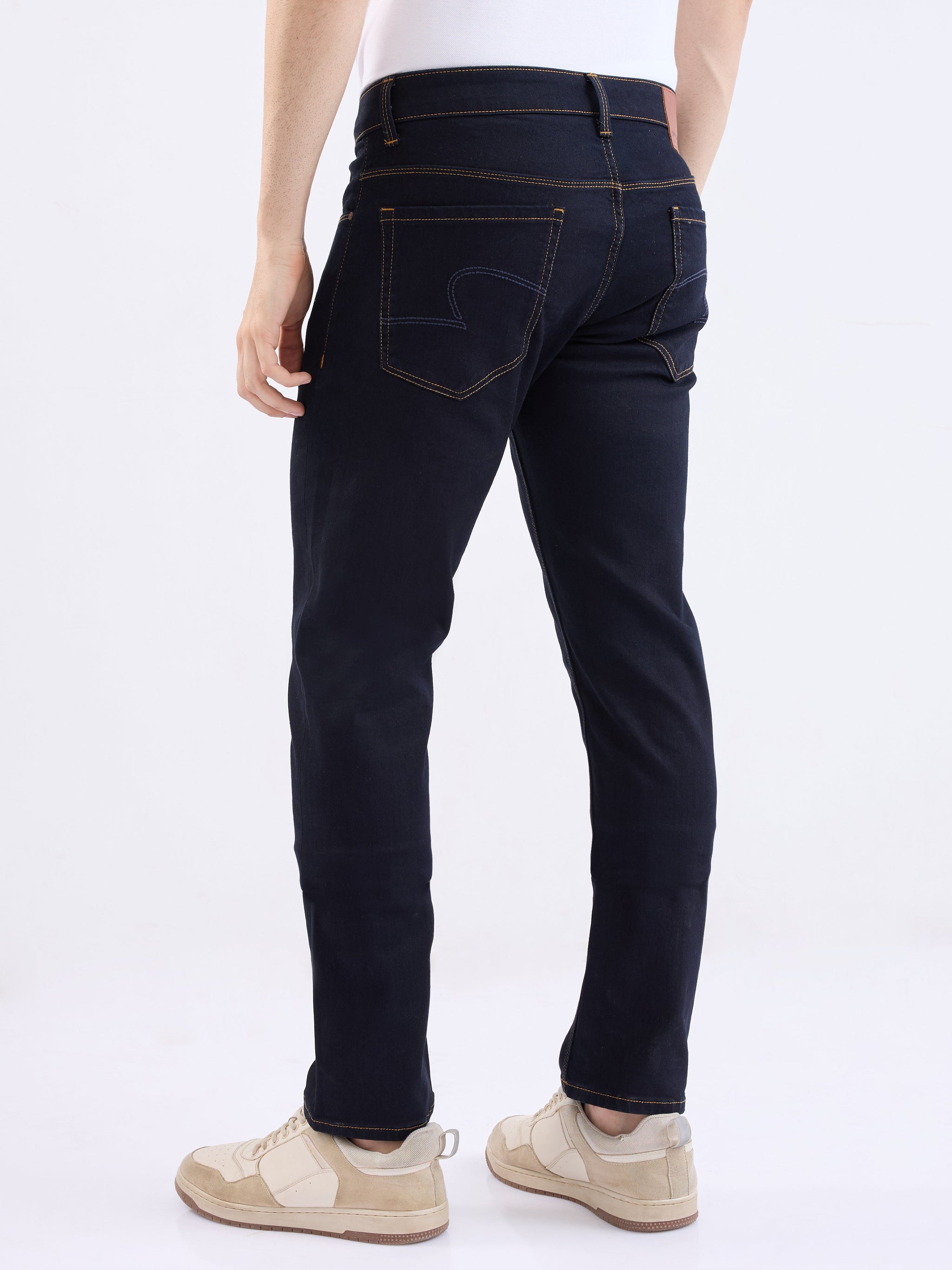 Men Jeans Regular Fit Blue Mid Rise