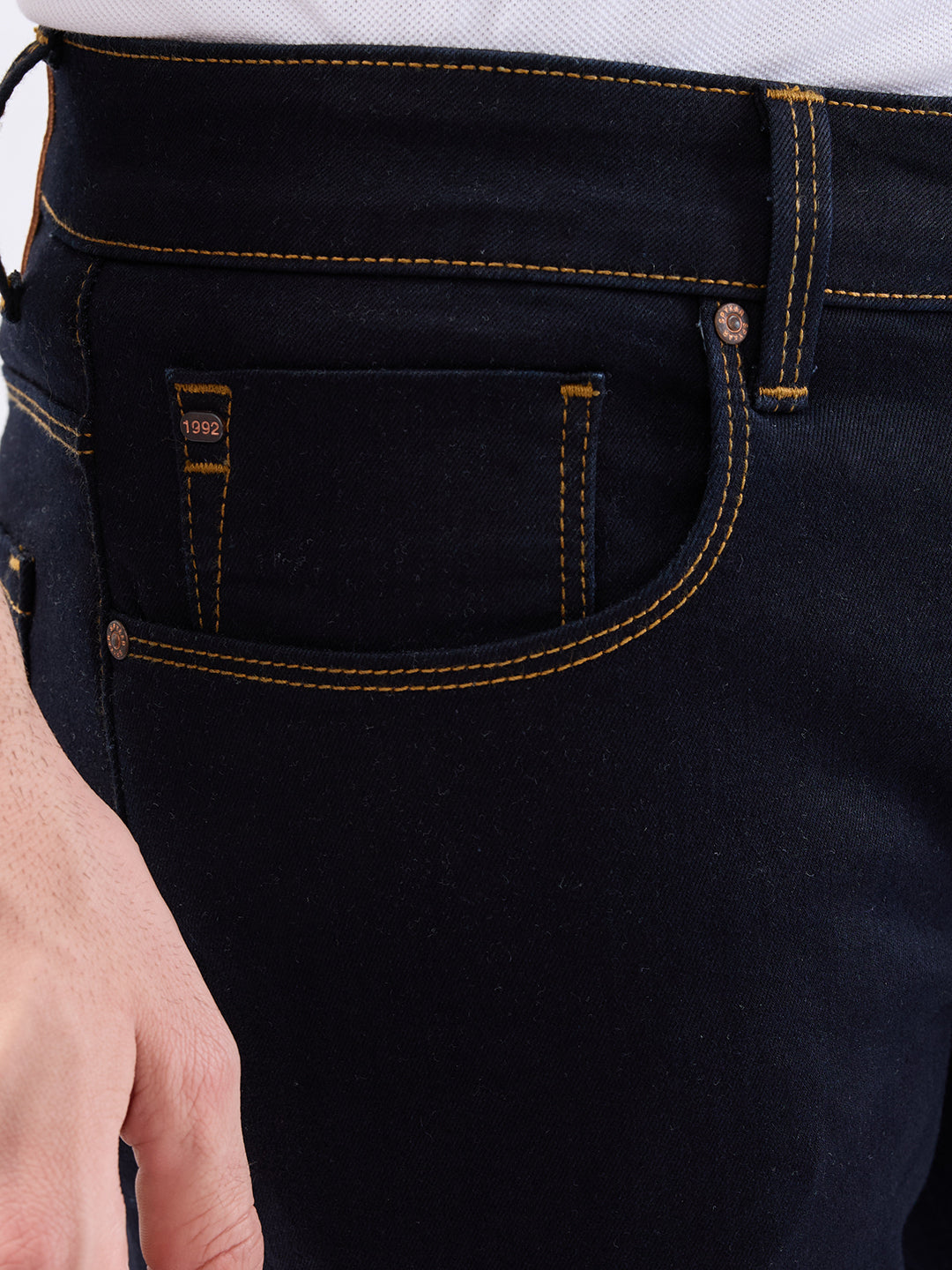 Men Jeans Regular Fit Blue Mid Rise