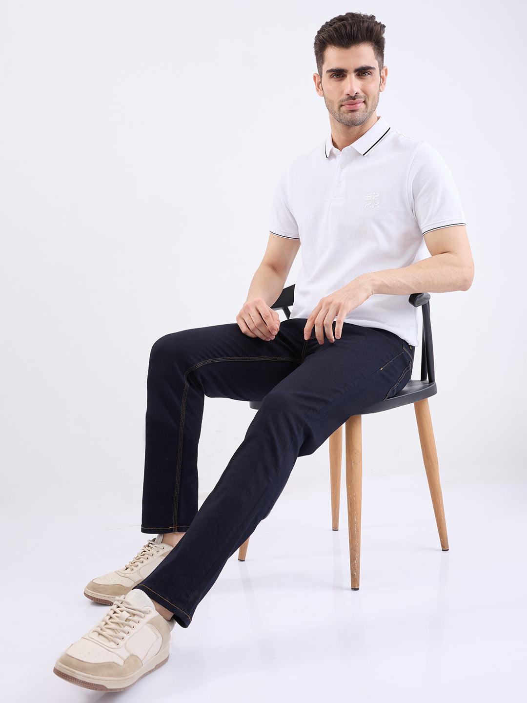 Men Jeans Regular Fit Blue Mid Rise