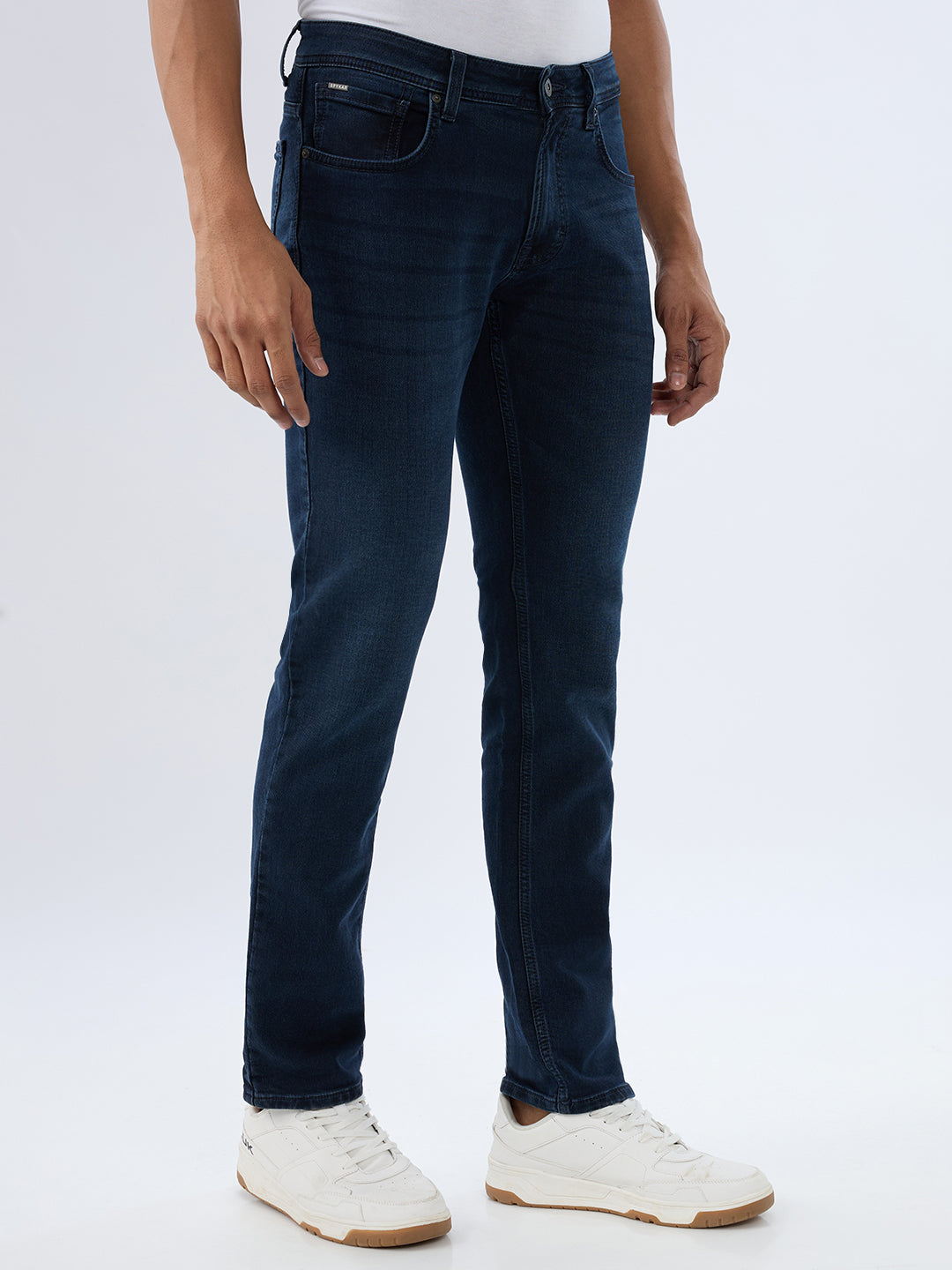 Spykar Dark Blue Regular Fit Mid Rise Jeans For Men
