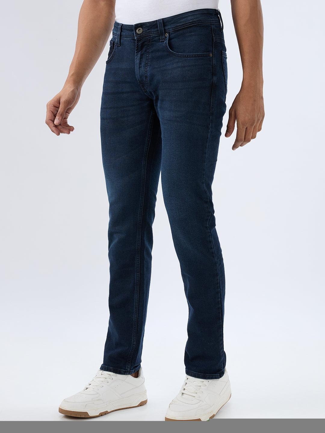 Spykar Dark Blue Regular Fit Mid Rise Jeans For Men