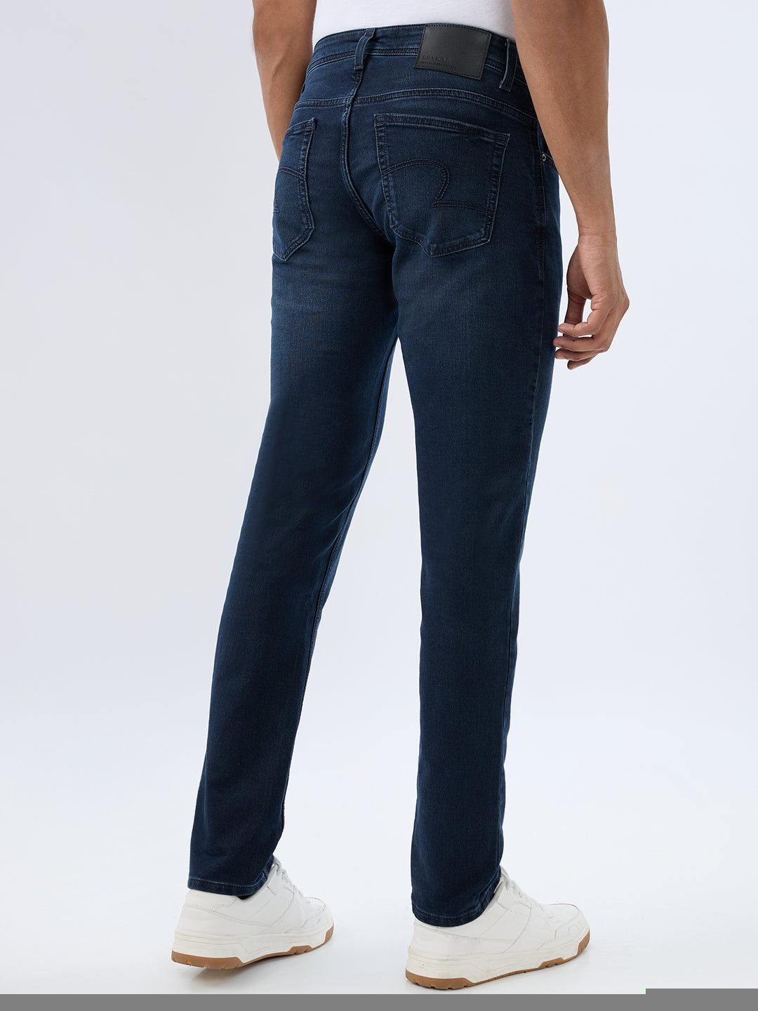 Spykar Dark Blue Regular Fit Mid Rise Jeans For Men
