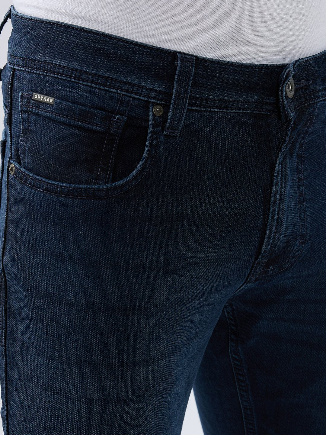 Spykar Dark Blue Regular Fit Mid Rise Jeans For Men