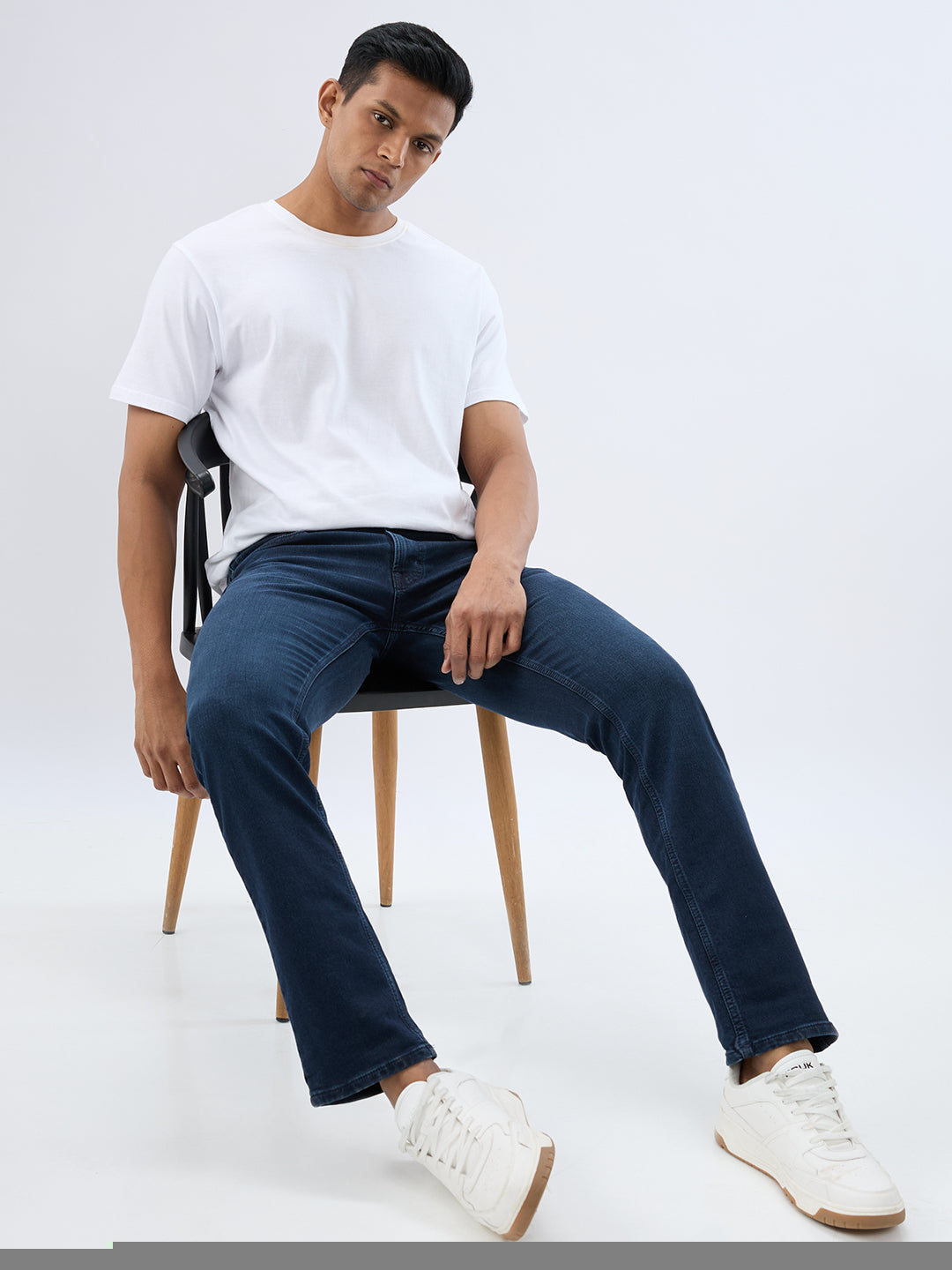 Spykar Dark Blue Regular Fit Mid Rise Jeans For Men