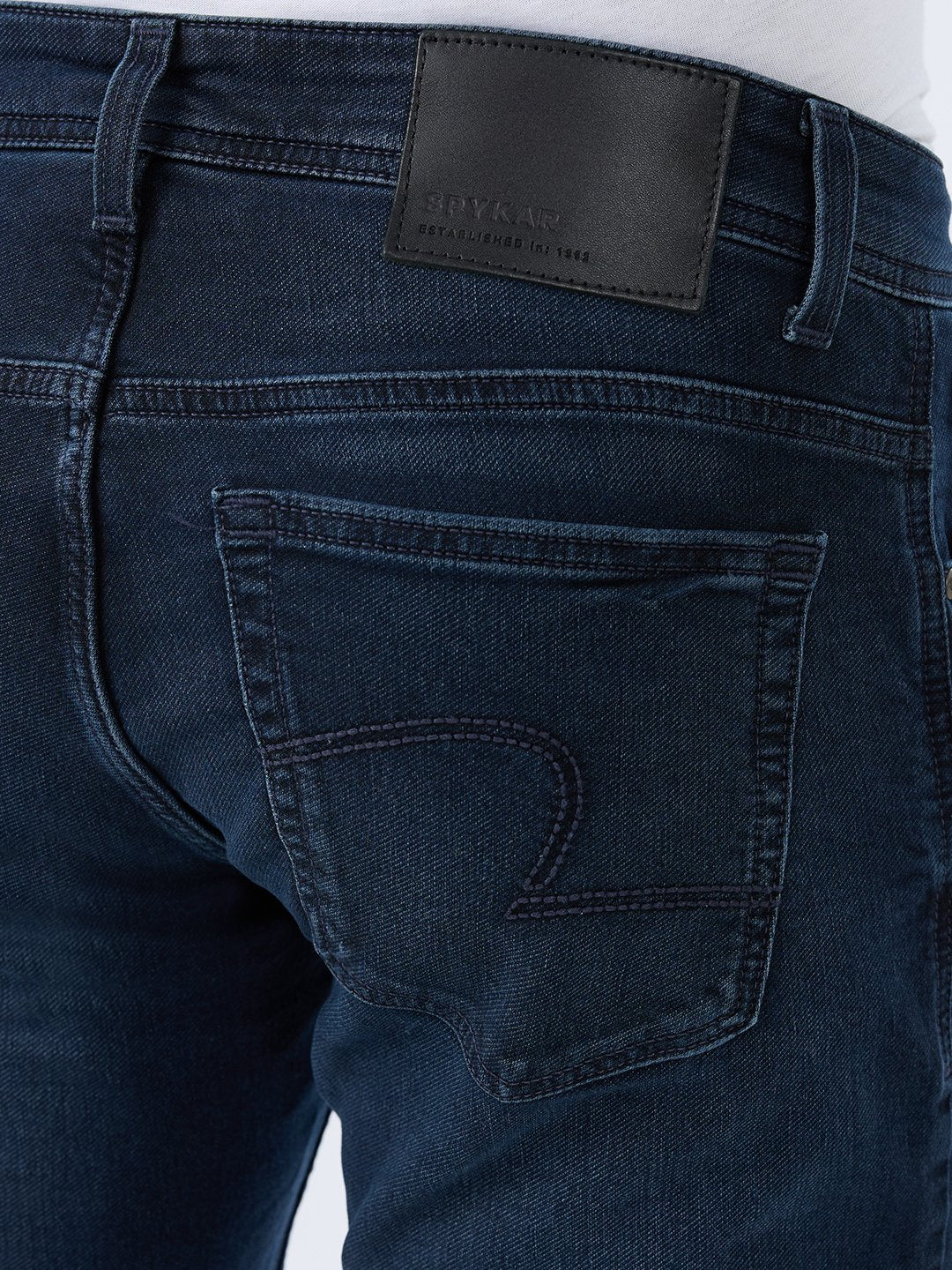 Spykar Dark Blue Regular Fit Mid Rise Jeans For Men