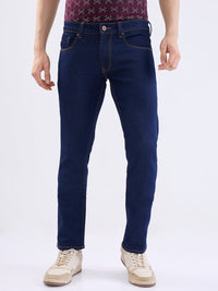 Men Jeans Regular Fit Blue Mid Rise