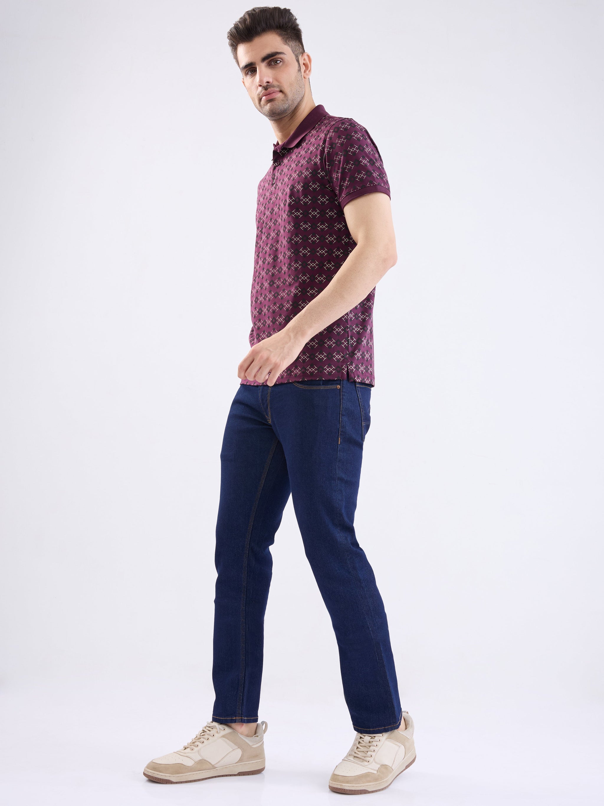Men Jeans Regular Fit Blue Mid Rise