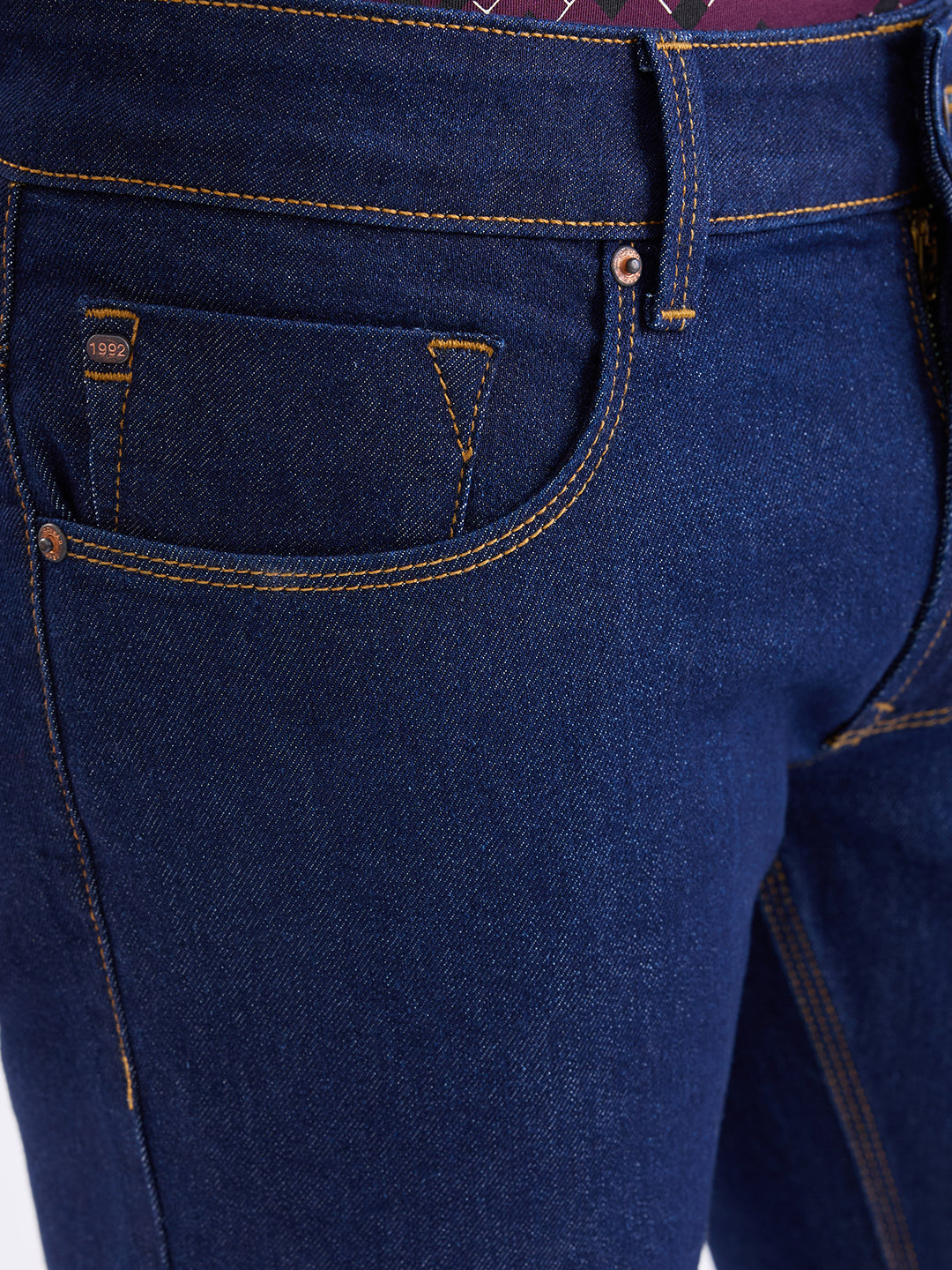 Men Jeans Regular Fit Blue Mid Rise