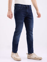 Men Jeans Regular Fit Dark Blue Mid Rise
