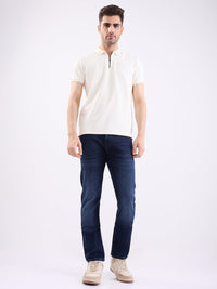 Men Jeans Regular Fit Dark Blue Mid Rise