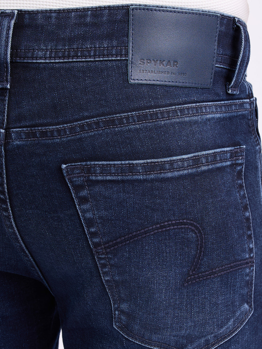 Spykar Dark Blue Mid Rise Regular Fit Casual Jeans For Men
