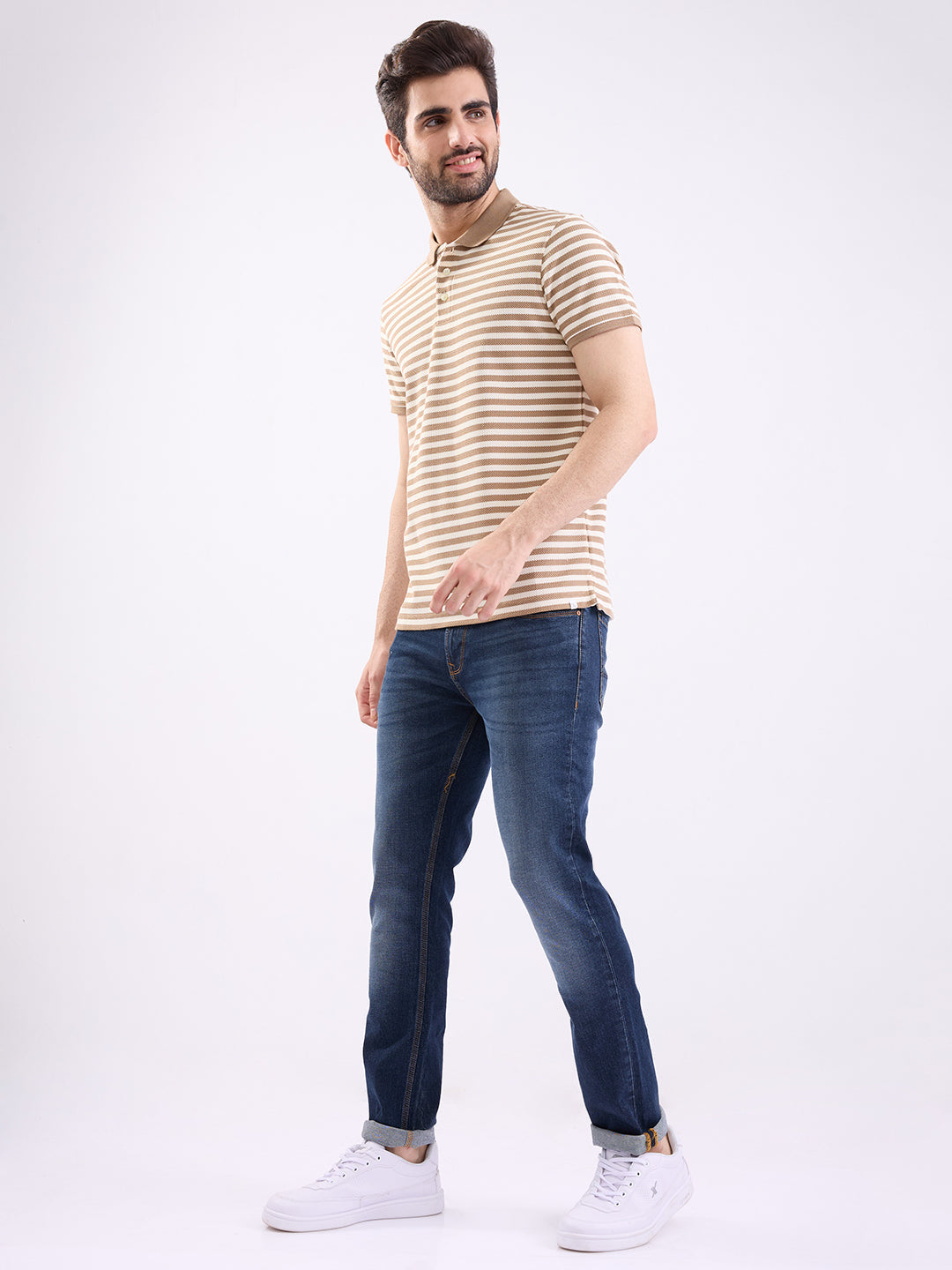 Men Jeans Regular Fit Dark Blue Mid Rise