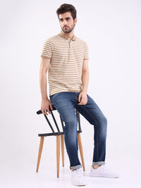 Men Jeans Regular Fit Dark Blue Mid Rise