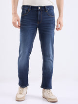 Men Jeans Regular Fit Dark Blue Mid Rise