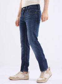 Men Jeans Regular Fit Dark Blue Mid Rise