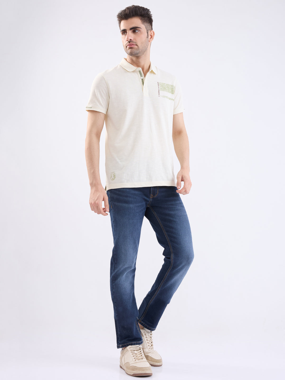 Men Jeans Regular Fit Dark Blue Mid Rise