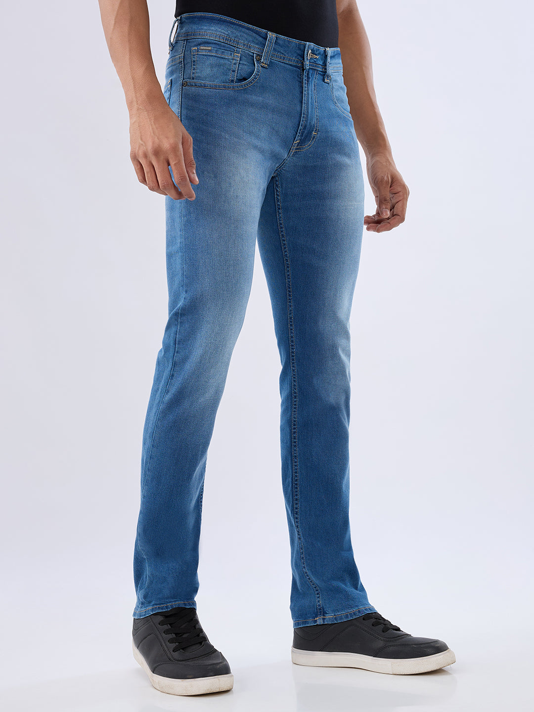Spykar Mid Blue Regular Fit Mid Rise Jeans For Men