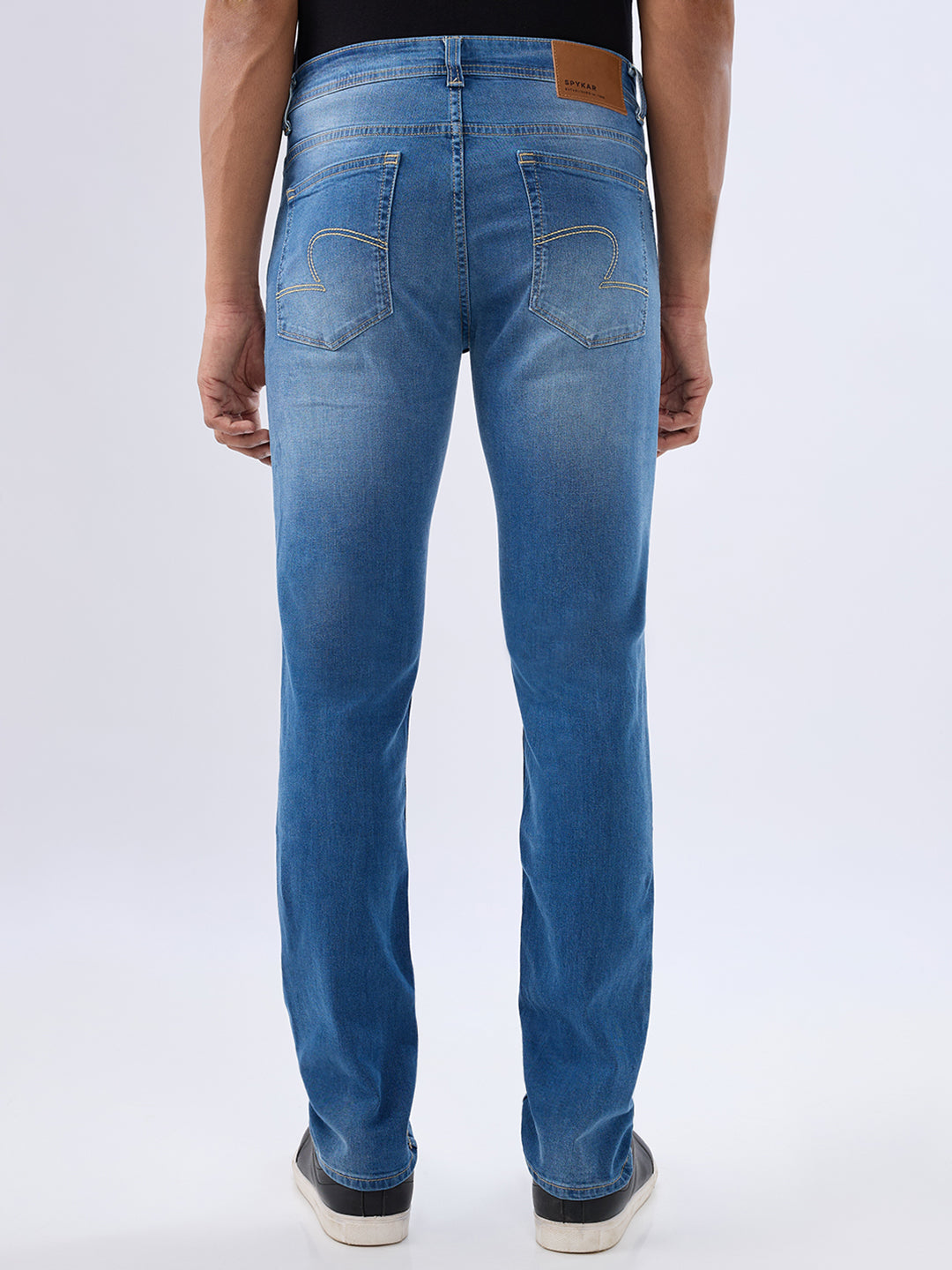 Spykar Mid Blue Regular Fit Mid Rise Jeans For Men