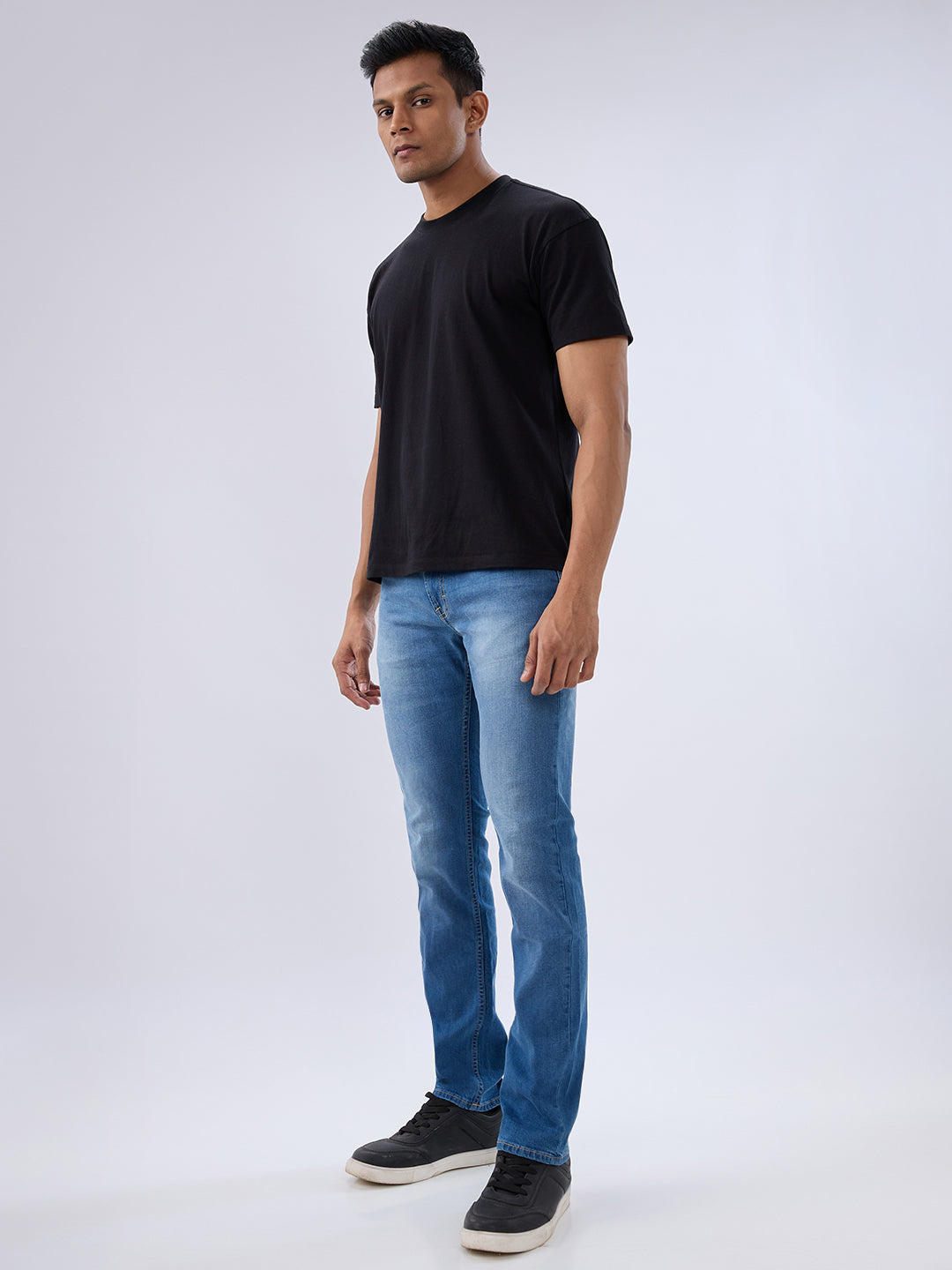 Spykar Mid Blue Regular Fit Mid Rise Jeans For Men