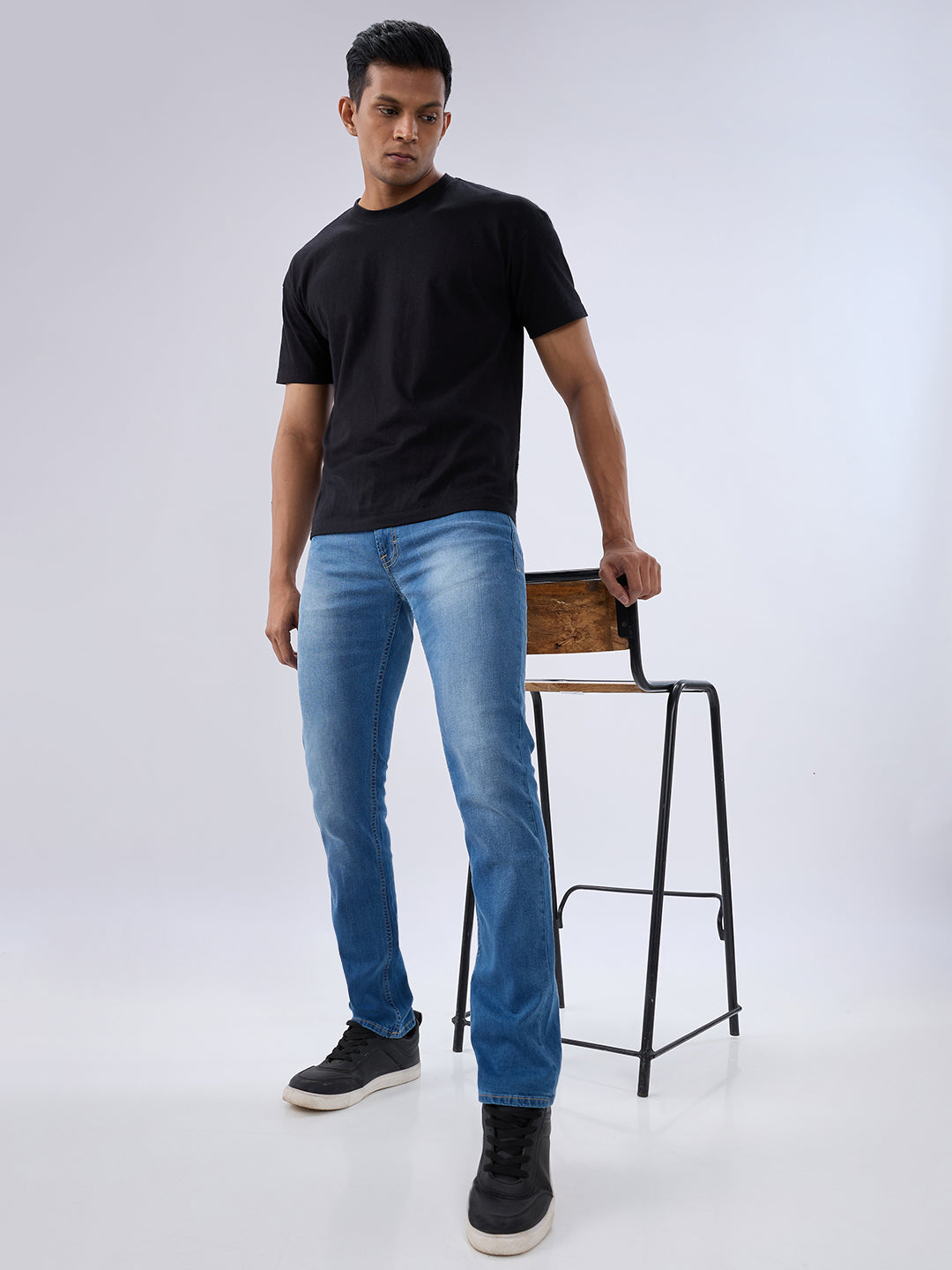 Spykar Mid Blue Regular Fit Mid Rise Jeans For Men