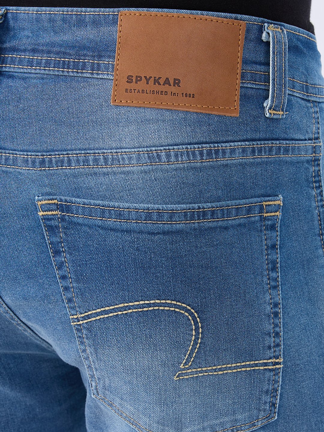 Spykar Mid Blue Regular Fit Mid Rise Jeans For Men
