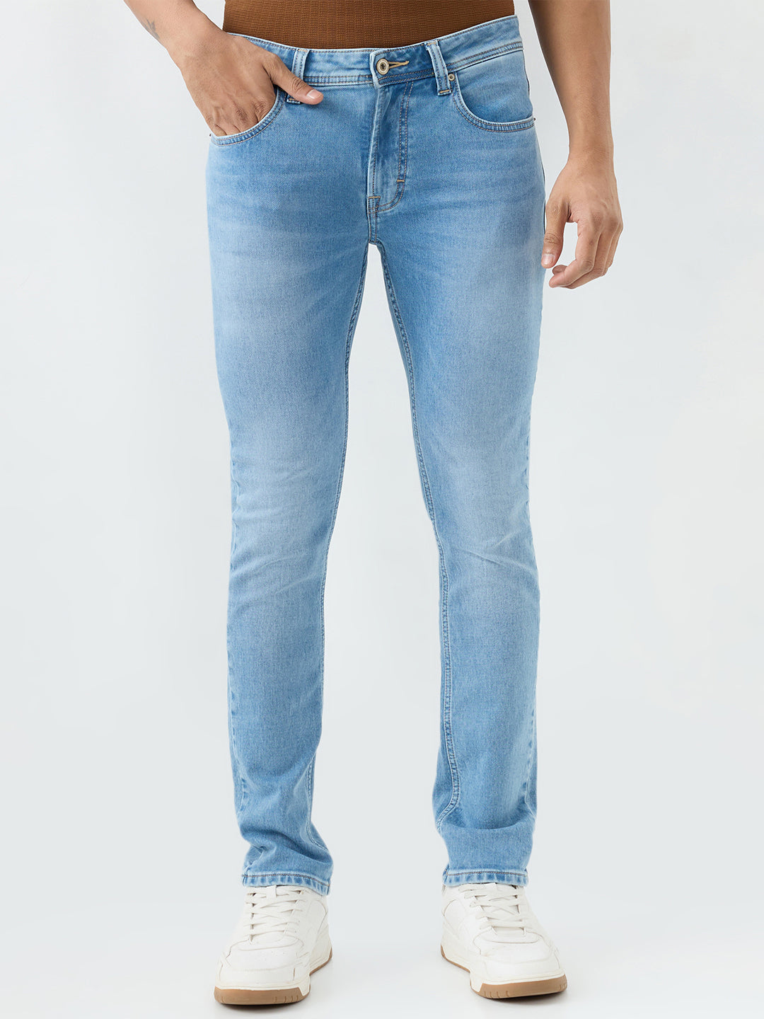 Men Jeans Regular Fit Blue Mid Rise