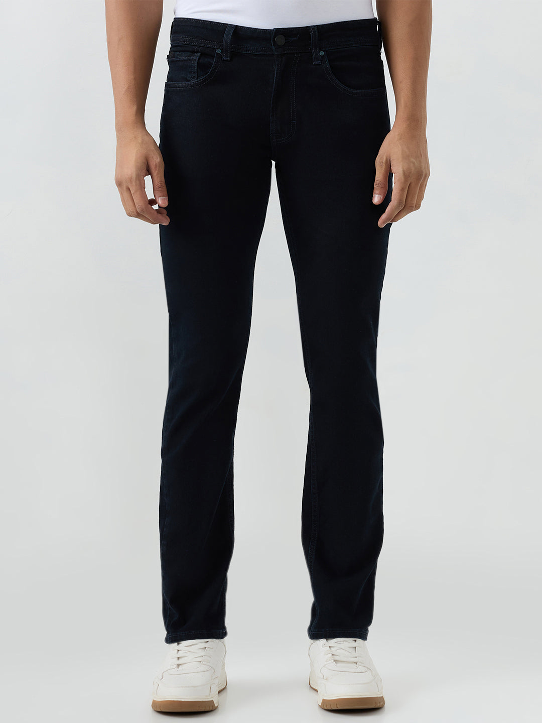 Spykar Dark Indigo Regular Fit Mid Rise Jeans For Men