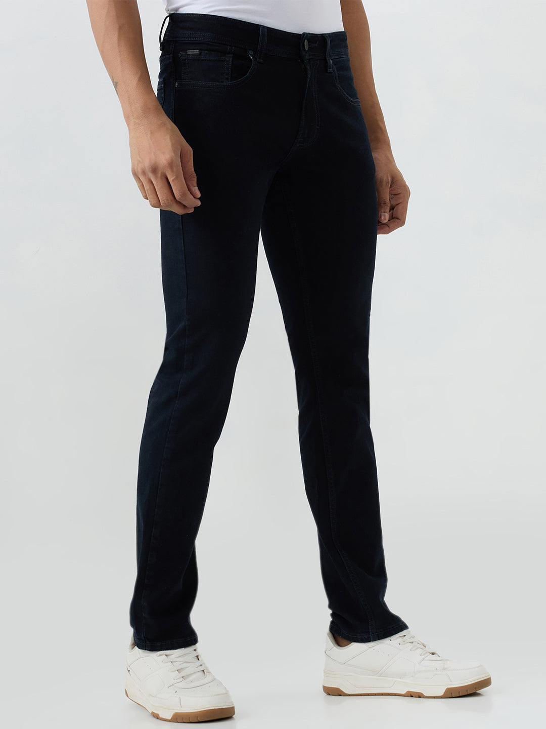 Spykar Dark Indigo Regular Fit Mid Rise Jeans For Men