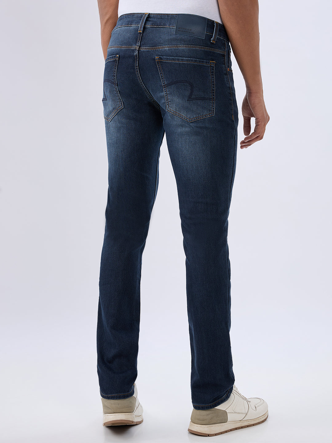 Spykar Dark Blue Regular Fit Mid Rise Jeans For Men