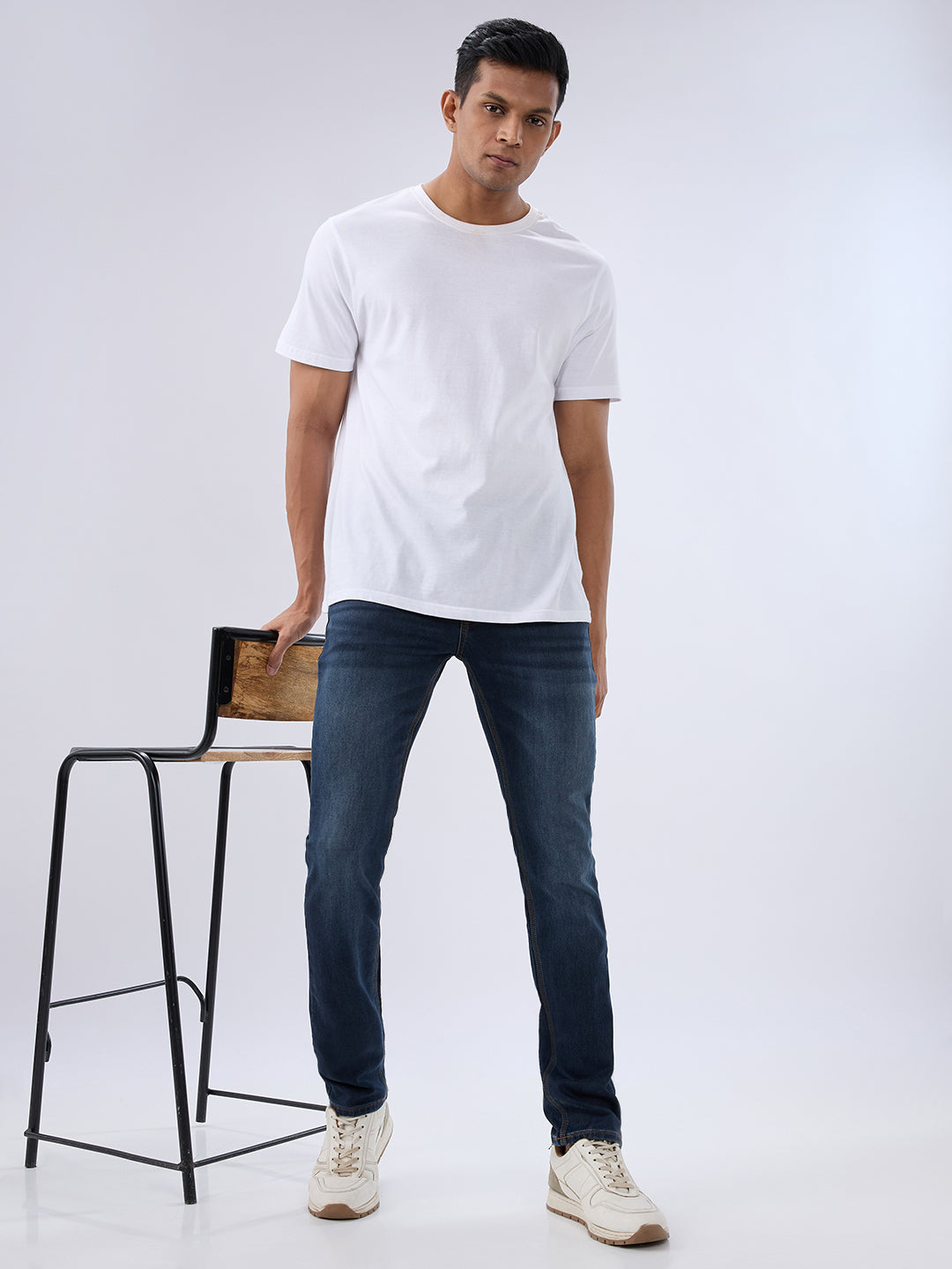Spykar Dark Blue Regular Fit Mid Rise Jeans For Men
