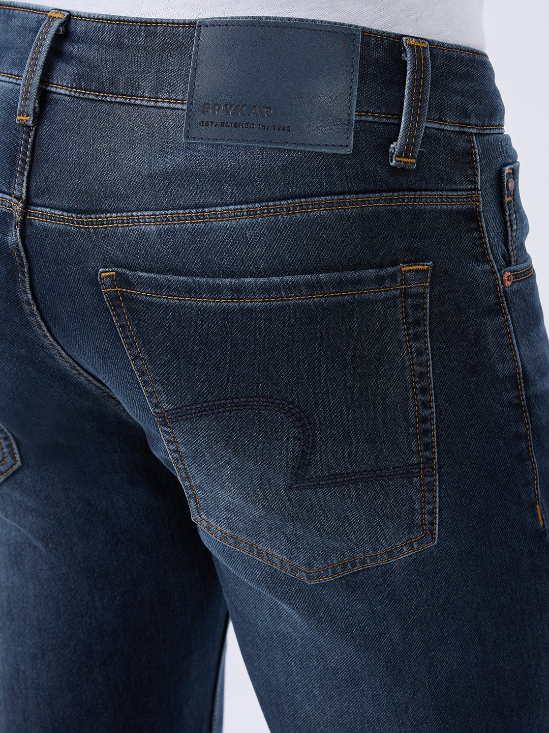 Spykar Dark Blue Regular Fit Mid Rise Jeans For Men