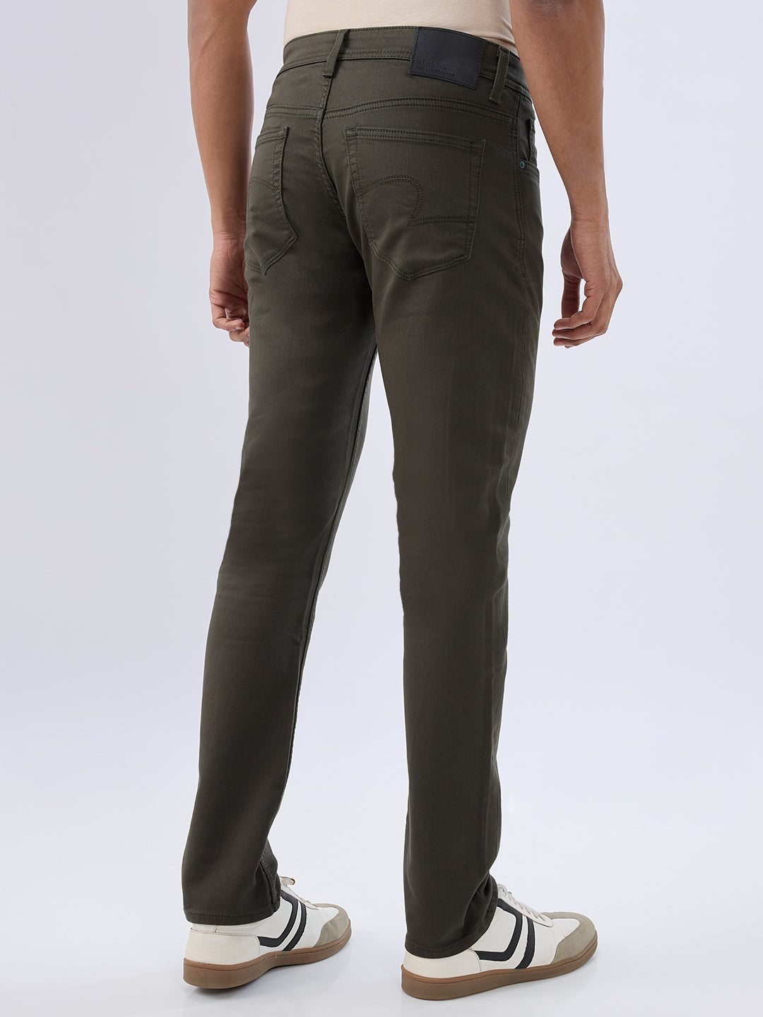 Spykar Olive Green Regular Fit Mid Rise Jeans For Men