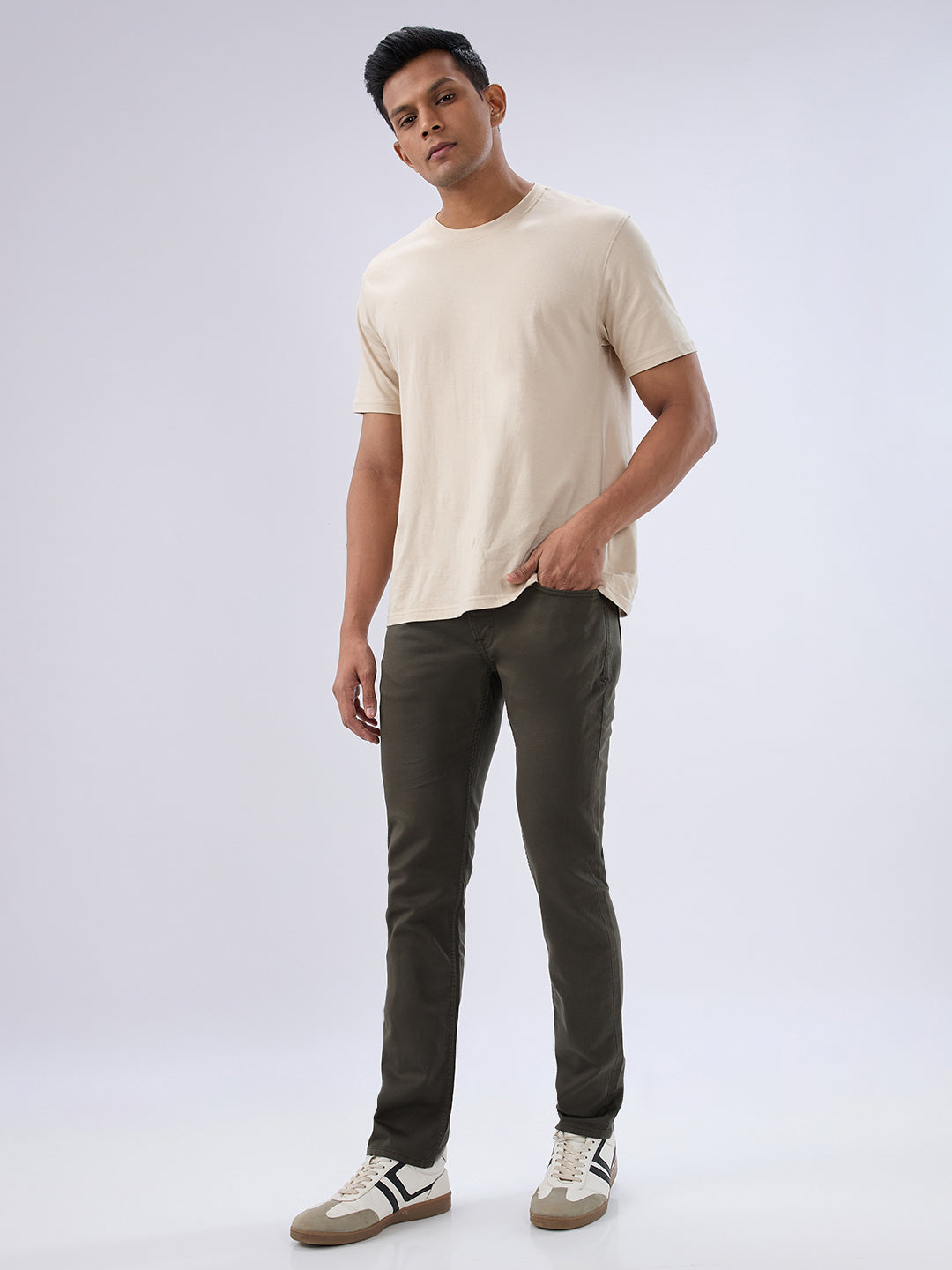Spykar Olive Green Regular Fit Mid Rise Jeans For Men