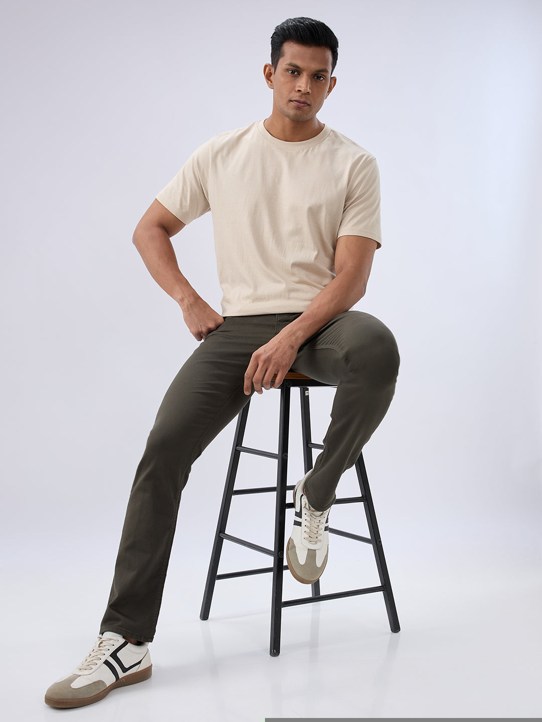 Spykar Olive Green Regular Fit Mid Rise Jeans For Men