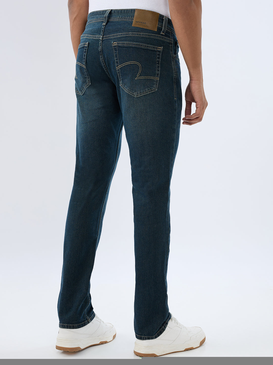Spykar Vintage Blue Regular Fit Mid Rise Jeans For Men