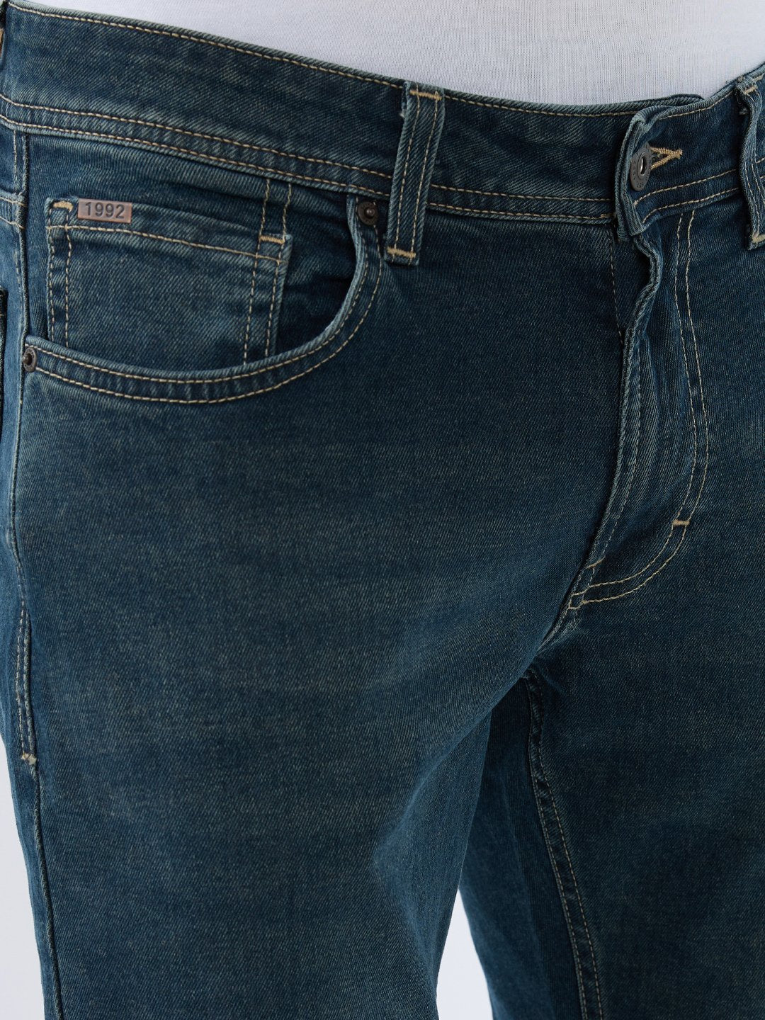 Spykar Vintage Blue Regular Fit Mid Rise Jeans For Men