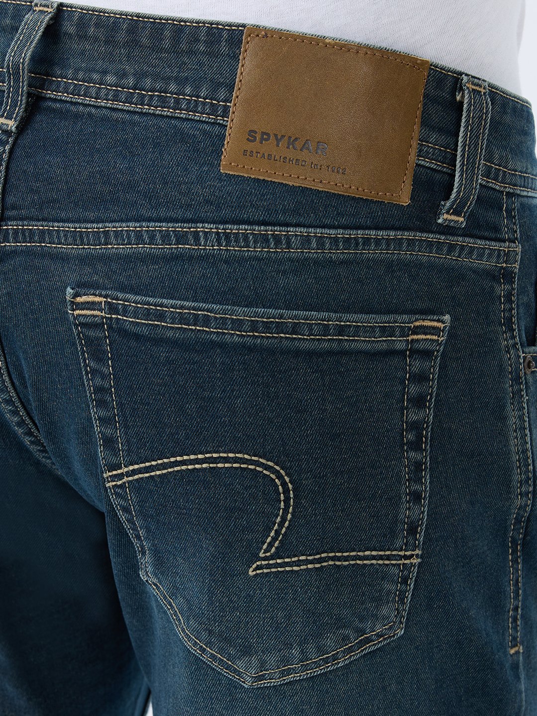 Spykar Vintage Blue Regular Fit Mid Rise Jeans For Men