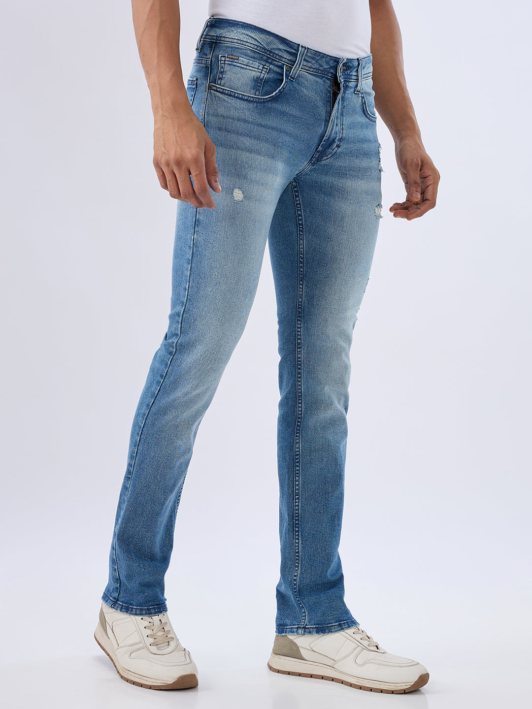Spykar Light Blue Regular Fit Mid Rise Jeans For Men