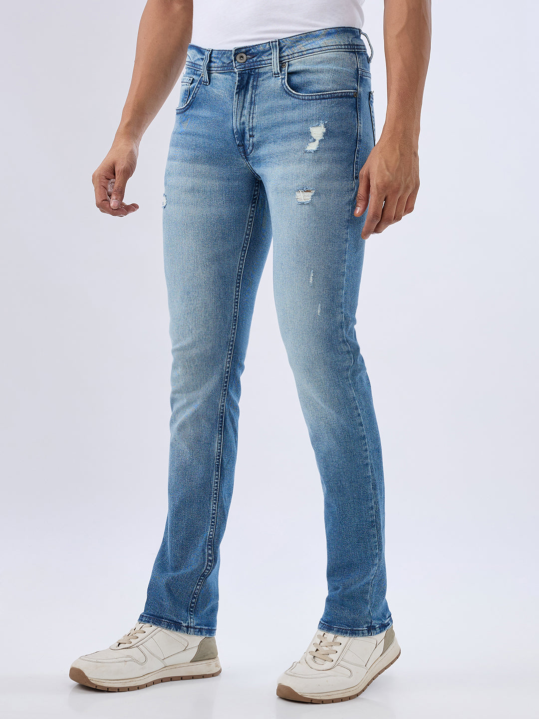 Spykar Light Blue Regular Fit Mid Rise Jeans For Men